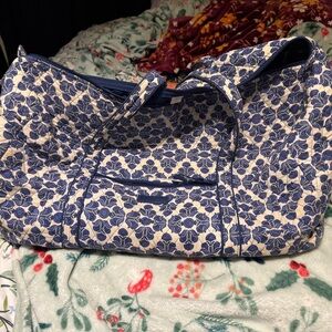 Vera Bradley Blue and White Travel Bag with Geometric Design
